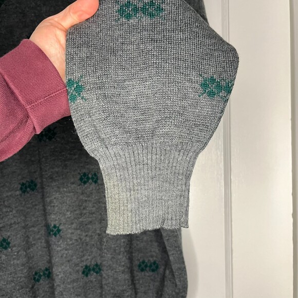 VTG Marshall Field Italian Wool Sweater Men 52 Large Gray Argyle Long Sleeve 80s - Picture 14 of 16